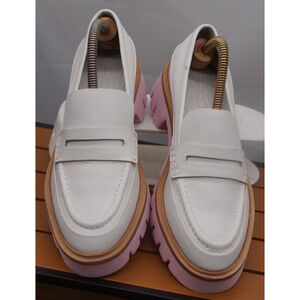 Anthropologie Oncept Heeled Loafers White & Pink Womens US 7 Boho Hipster